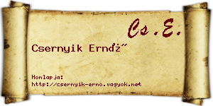 Csernyik Ernő névjegykártya